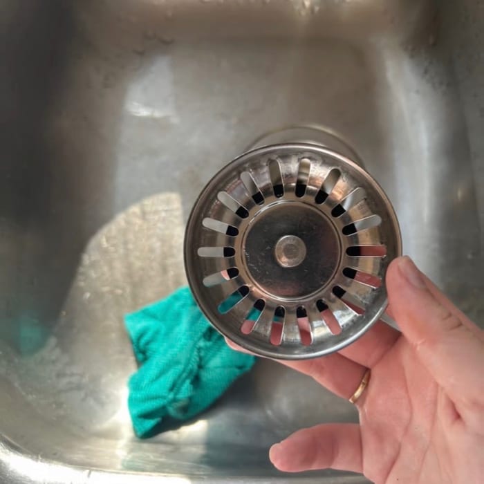 Kitchen sink strainer after cleaning