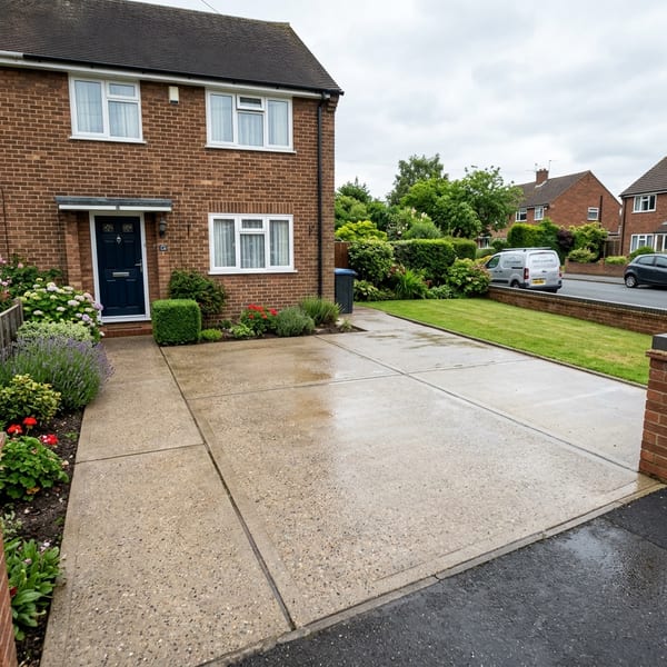 Driveway after pressure washing